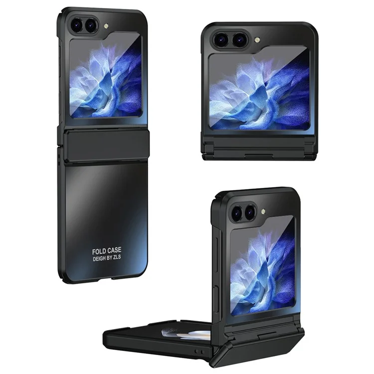 For Samsung Galaxy Z Flip7 FE 5G / Z Flip6 5G / Z Flip5 5G Case Electroplating PC Hard Phone Cover - Black