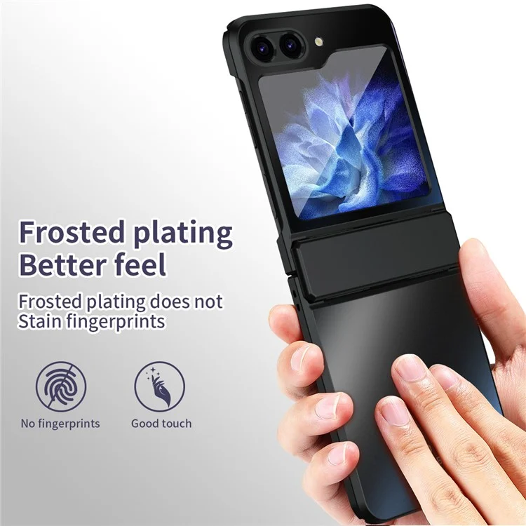 For Samsung Galaxy Z Flip7 FE 5G / Z Flip6 5G / Z Flip5 5G Case Electroplating PC Hard Phone Cover - Black