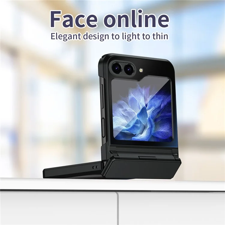For Samsung Galaxy Z Flip7 FE 5G / Z Flip6 5G / Z Flip5 5G Case Electroplating PC Hard Phone Cover - Black
