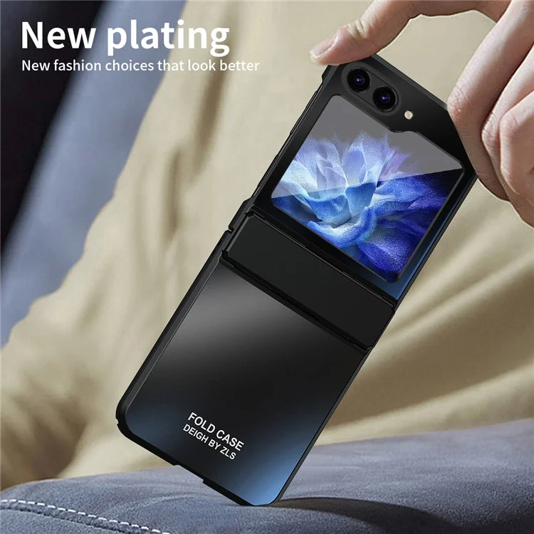 For Samsung Galaxy Z Flip7 FE 5G / Z Flip6 5G / Z Flip5 5G Case Electroplating PC Hard Phone Cover - Black
