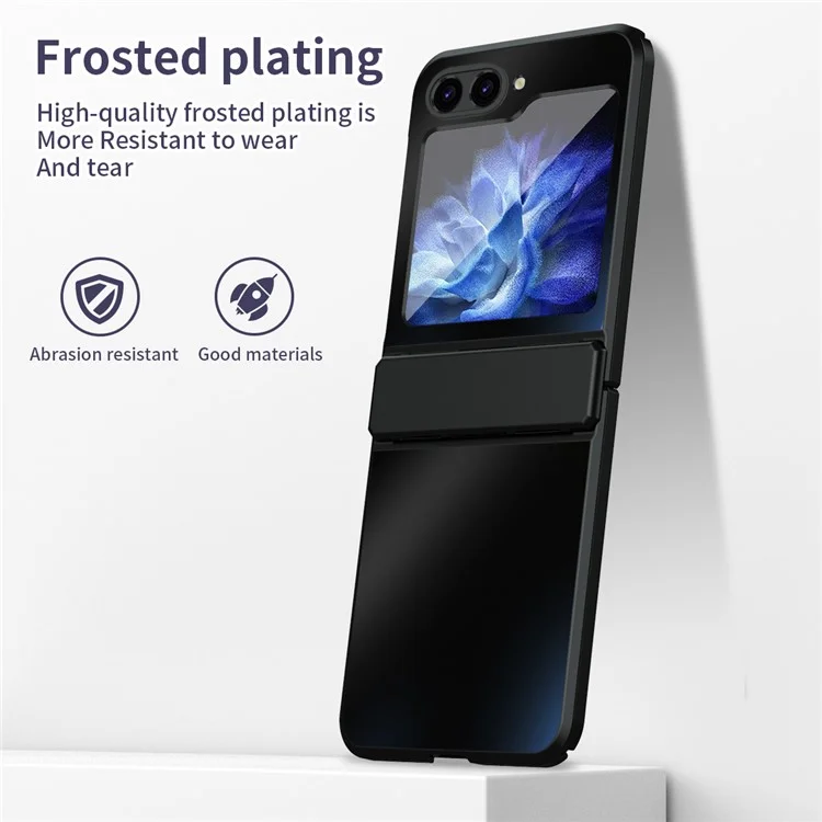 For Samsung Galaxy Z Flip7 FE 5G / Z Flip6 5G / Z Flip5 5G Case Electroplating PC Hard Phone Cover - Black