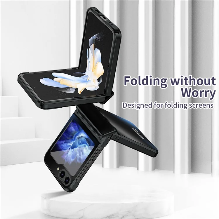 For Samsung Galaxy Z Flip7 FE 5G / Z Flip6 5G / Z Flip5 5G Case Electroplating PC Hard Phone Cover - Black
