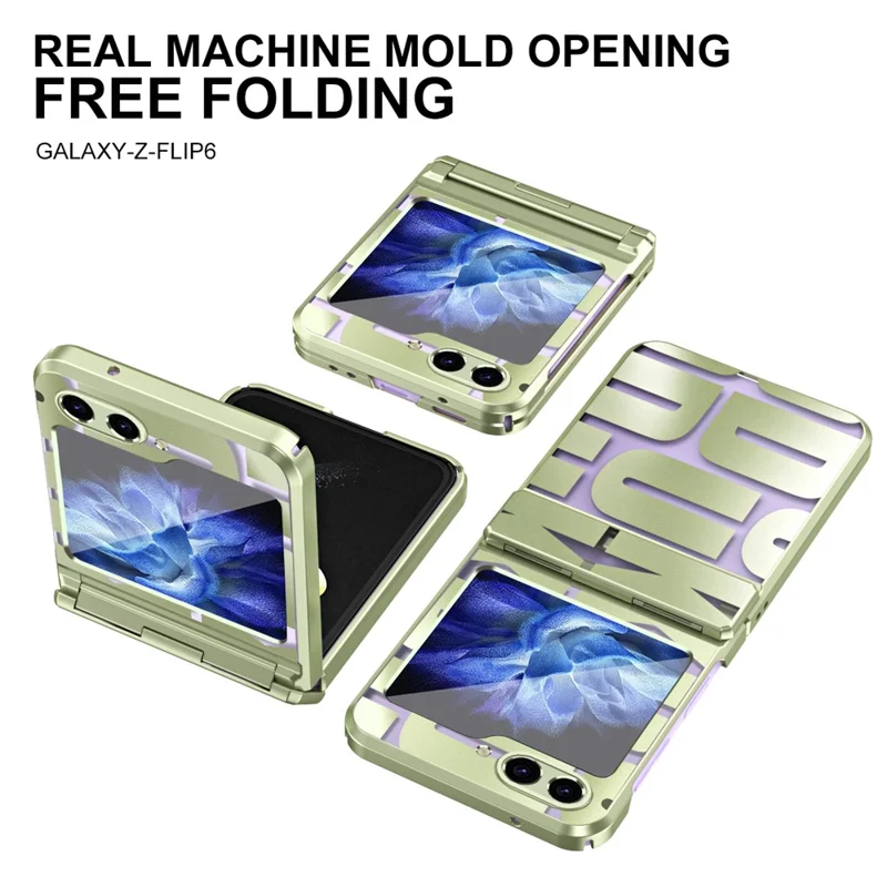Per Samsung Galaxy Z Flip6 5G / Z Flip5 5G Case Hard PC Elettroplaccatura Custodia per telefono con Pellicola di Vetro Temperato - Verde