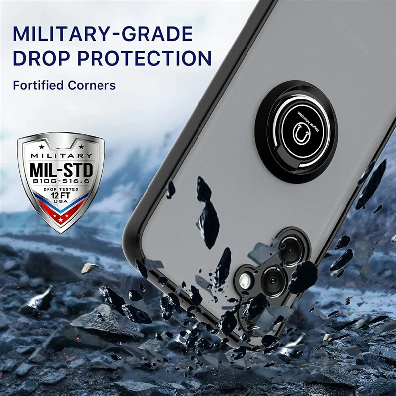 Pour Samsung Galaxy A05s 4G Étui Bague Kickstand PC + Étui de Téléphone Anti-Chute TPU - Noir / Rouge