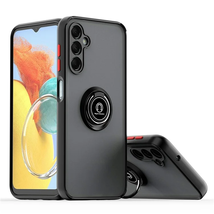 Para Samsung Galaxy A35 5G Case Ring Holder Kickstand PC + TPU Protective Phone Cover - Preto / Vermelho