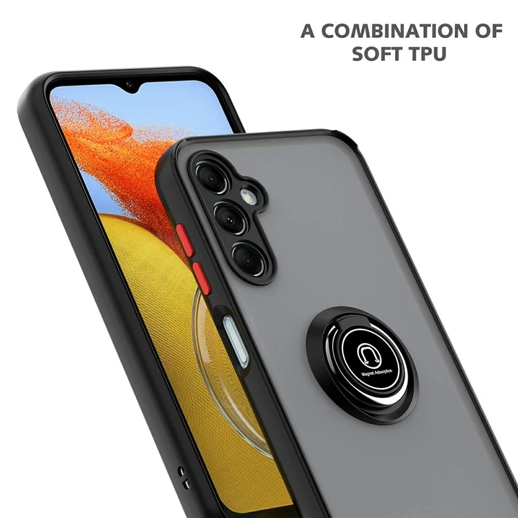 Para Samsung Galaxy A35 5G Case Ring Holder Kickstand PC + TPU Protective Phone Cover - Preto / Vermelho