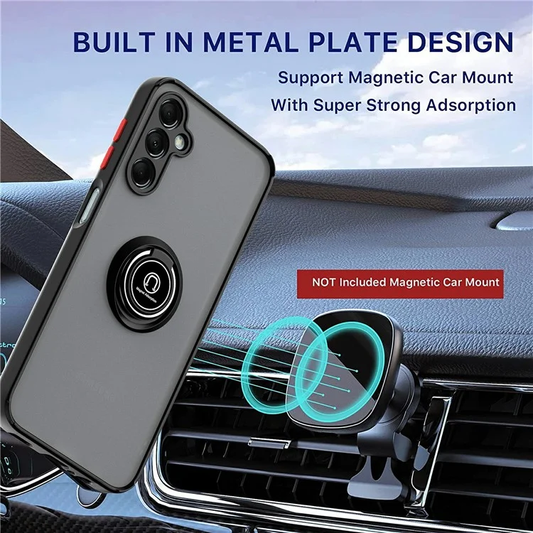 Para Samsung Galaxy A35 5G Case Ring Holder Kickstand PC + TPU Protective Phone Cover - Preto / Vermelho