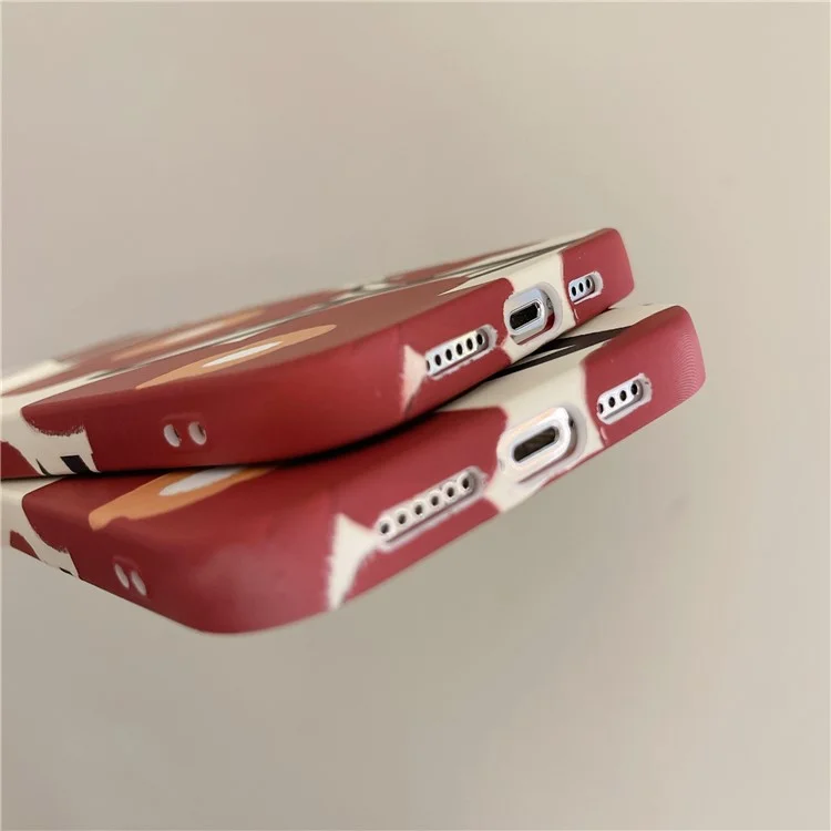 ARU Pour Étui iPhone 14 Pro Max Impression de Transfert d'Eau Mat TPU Housse Protectrice de Téléphone - Fleur Rouge