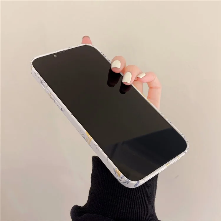 ARU Para iPhone 14 Pro Funda de teléfono de TPU con ajuste perfecto - Flor Gris