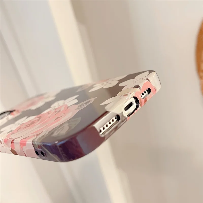ARU For iPhone 13 Pro Max 6.7 inch Case Stylish Water Transfer Printing Glossy TPU Phone Cover - Large Flower