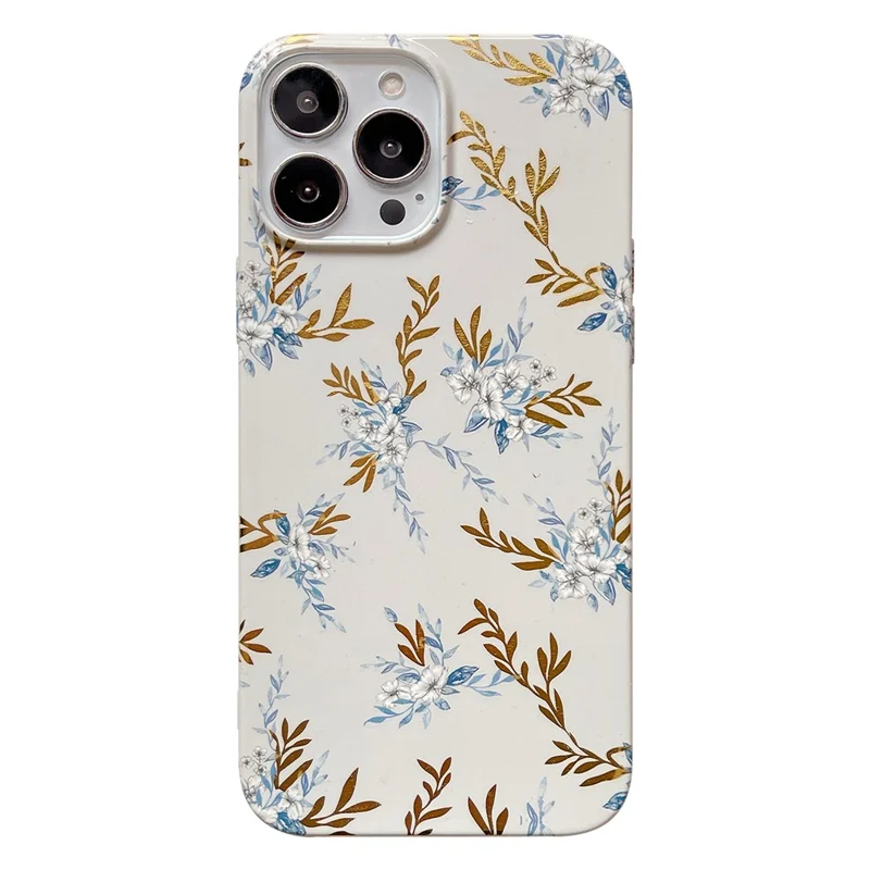 ARU Für iPhone 13 Pro Max 6,7-Zoll-Hülle, stilvoller Wassertransferdruck, glänzende TPU-Handyhülle - Graue Blume