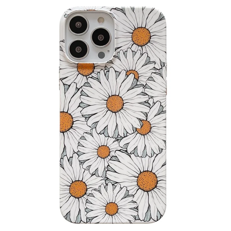 ARU Para iPhone 14 Pro Max Funda de Teléfono a Prueba de Caídas de TPU Impresión por Transferencia de Agua Cubierta de Teléfono - Gerbera