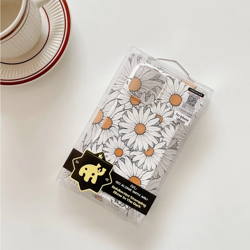 ARU Para iPhone 14 Pro Max Funda de Teléfono a Prueba de Caídas de TPU Impresión por Transferencia de Agua Cubierta de Teléfono - Gerbera