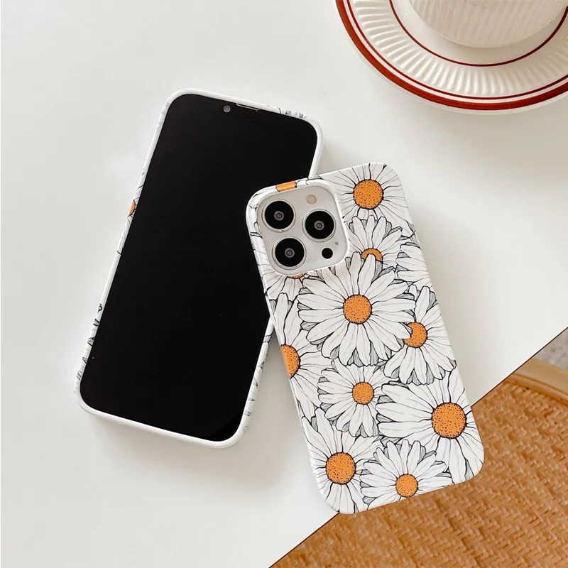 ARU Para iPhone 14 Pro Max Funda de Teléfono a Prueba de Caídas de TPU Impresión por Transferencia de Agua Cubierta de Teléfono - Gerbera