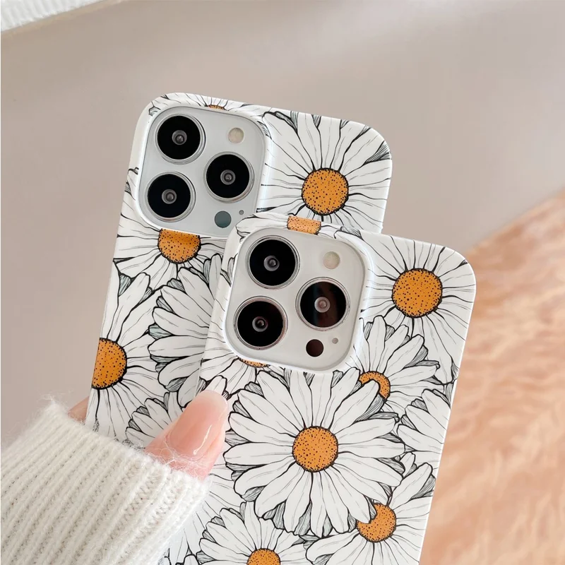 ARU Para iPhone 14 Pro Max Funda de Teléfono a Prueba de Caídas de TPU Impresión por Transferencia de Agua Cubierta de Teléfono - Gerbera