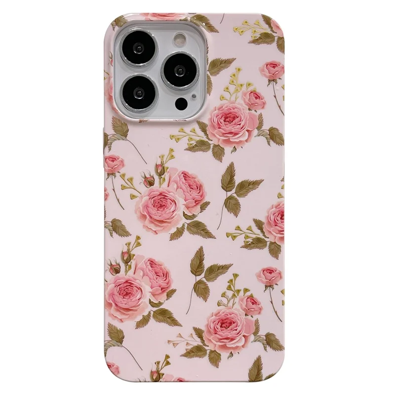 ARU Für iPhone 15 Pro Stoßfestes Handyhülle Wassertransferdruck TPU Rückabdeckung - Rosa