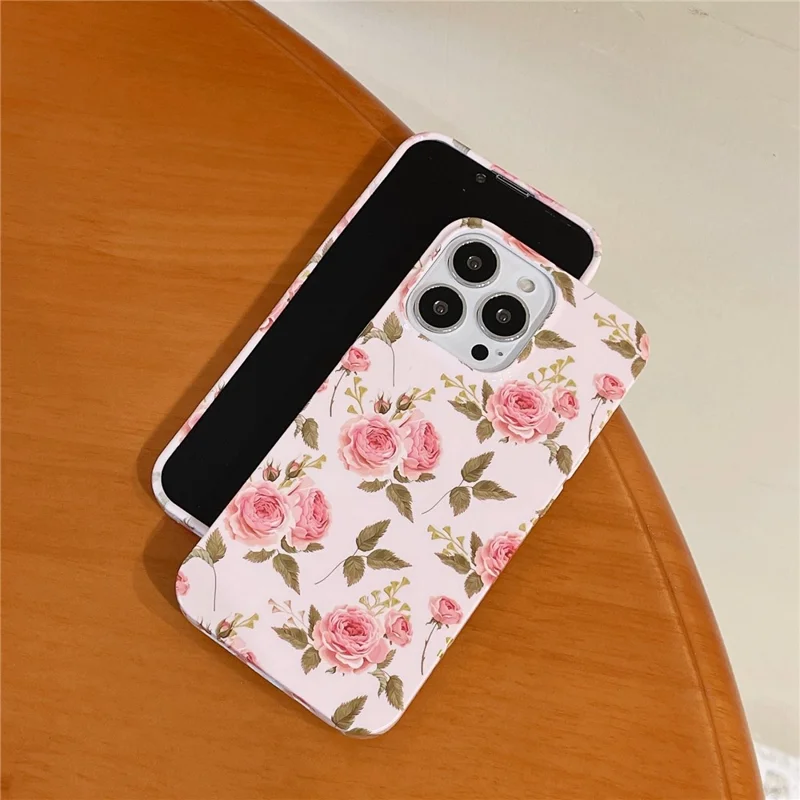 ARU Für iPhone 15 Pro Stoßfestes Handyhülle Wassertransferdruck TPU Rückabdeckung - Rosa