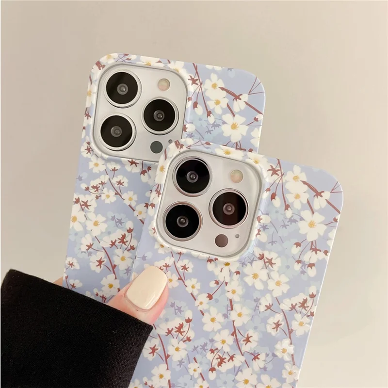 ARU Für iPhone 15 Pro Max Hülle Stilvolles Muster Wassertransferdruck Weiche TPU Handyhülle - Weiße Blume