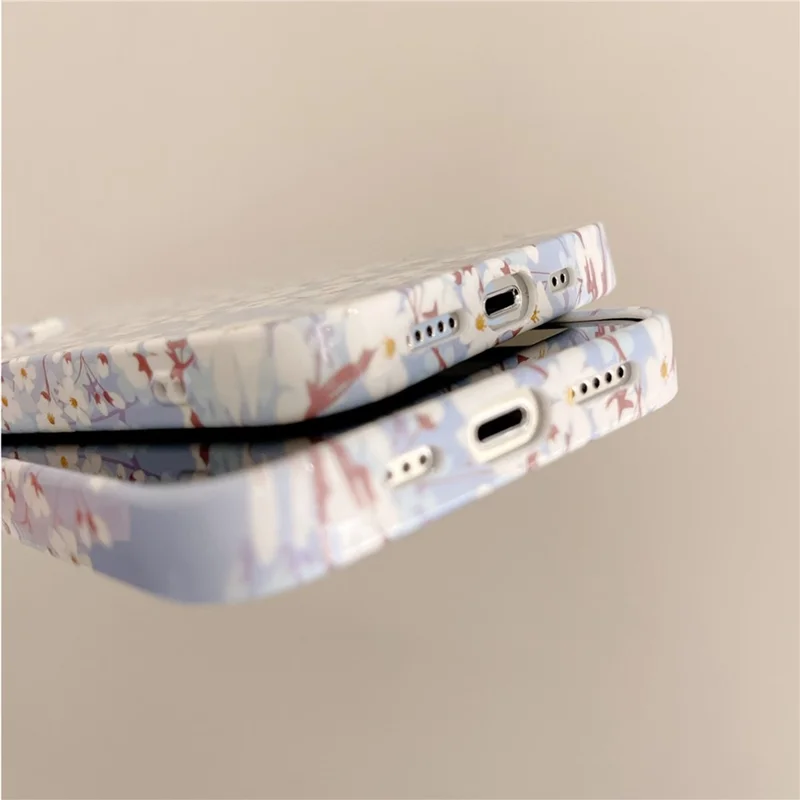 ARU Für iPhone 15 Pro Max Hülle Stilvolles Muster Wassertransferdruck Weiche TPU Handyhülle - Weiße Blume