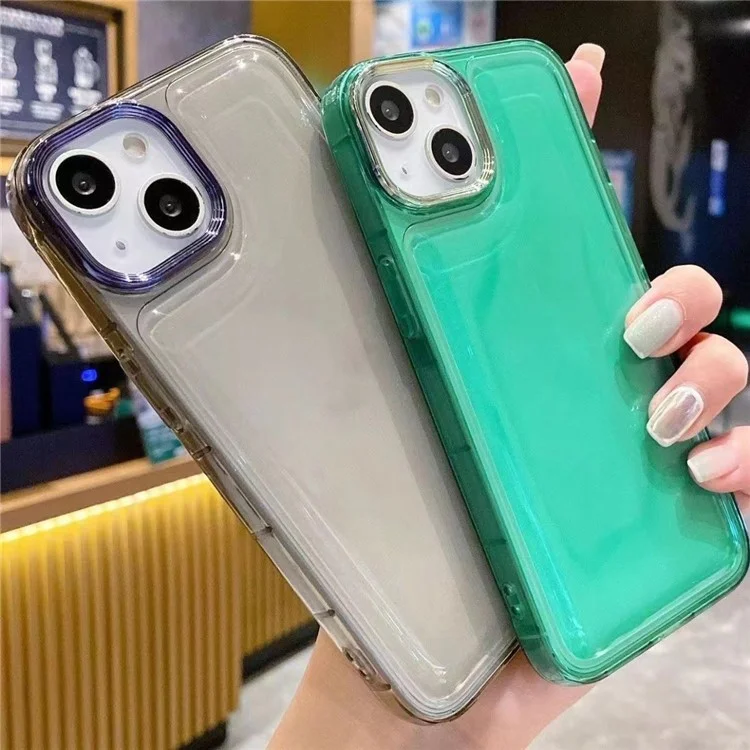Чехол для iPhone 14, ударопрочный, с воздушными подушками, прозрачный TPU+PC - синий