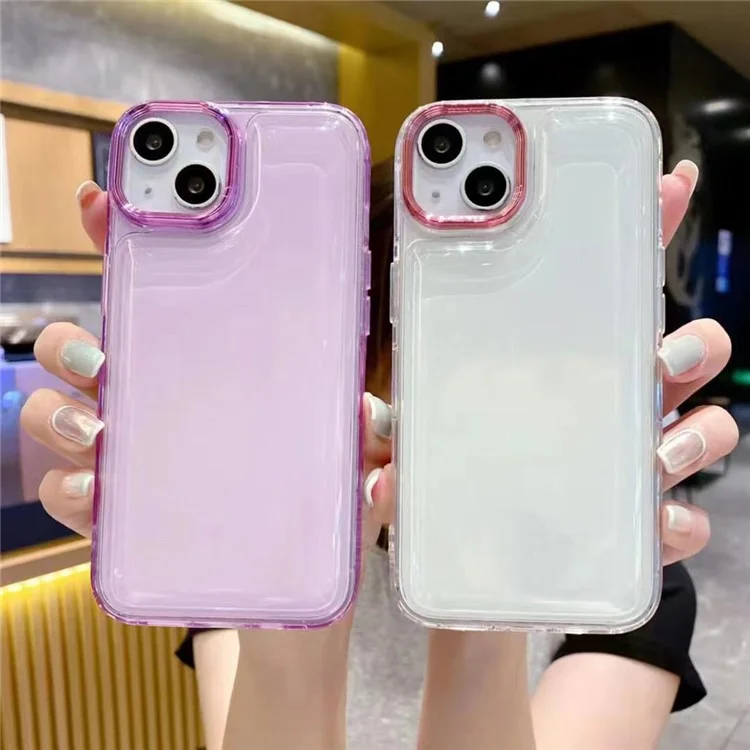 Чехол для iPhone 14, ударопрочный, с воздушными подушками, прозрачный TPU+PC - синий