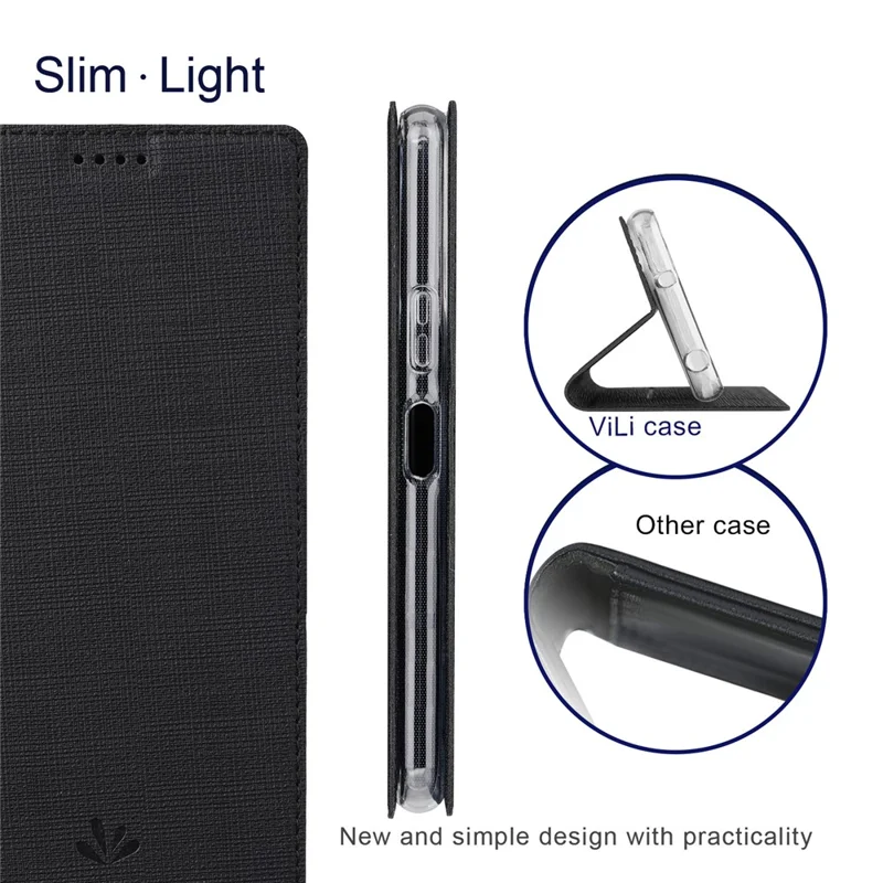 VILI DMX Series For Sony Xperia 10 VI Case Card Holder Leather Stand Phone Cover - Black