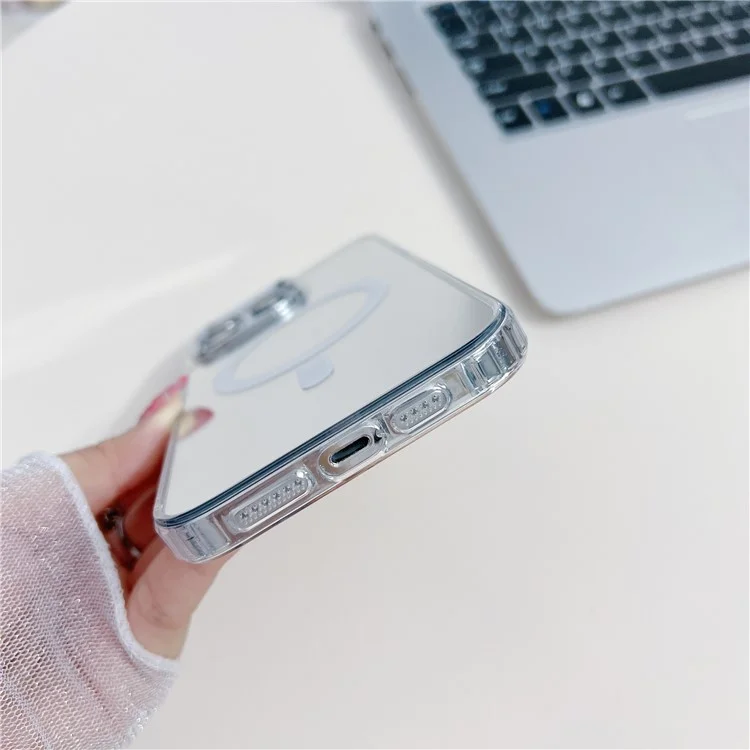 Para iPhone 14 Pro Max Compatible con MagSafe Funda de teléfono Superficie Mirror TPU+PC+Cubierta Acrílica