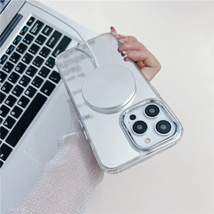 For iPhone 14 Pro Mirror Surface Phone Case TPU+PC+Acrylic Cover Compatible with MagSafe