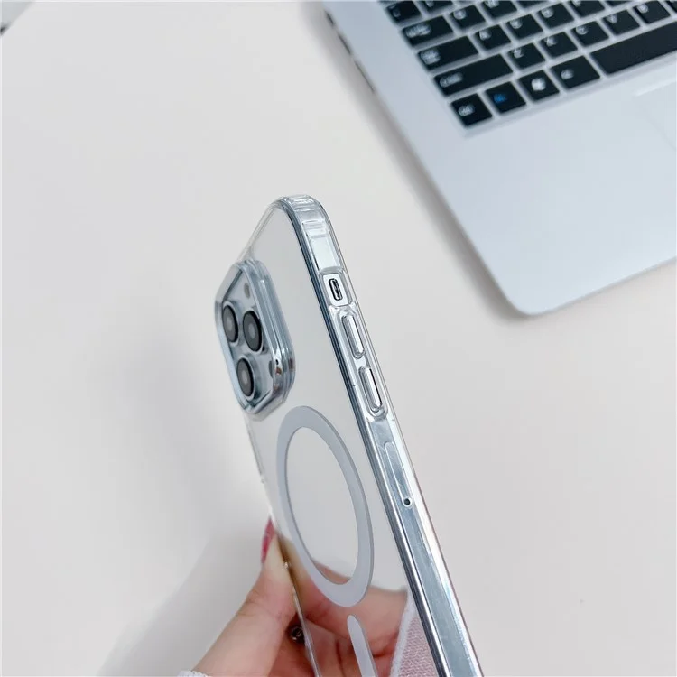 For iPhone 14 Pro Mirror Surface Phone Case TPU+PC+Acrylic Cover Compatible with MagSafe