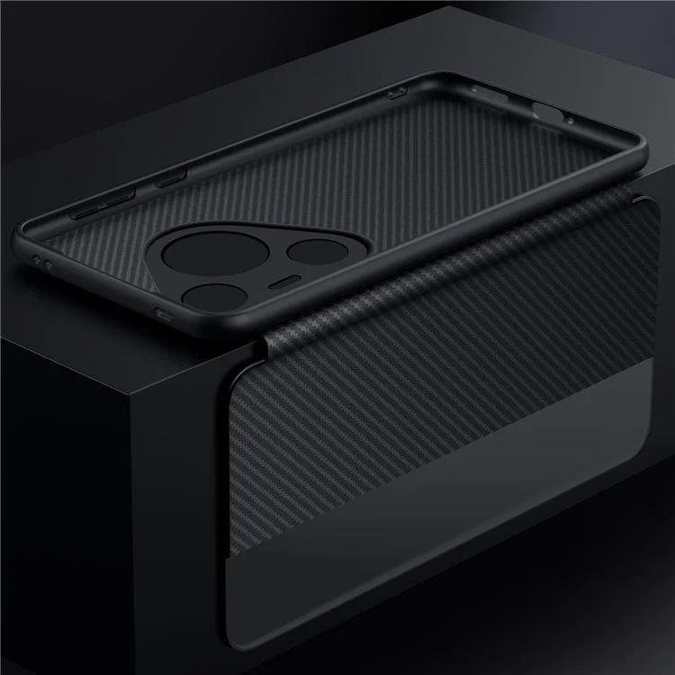 SULADA For Huawei Pura 70 Case View Window Leather Phone Cover with Auto Wake / Sleep - Black