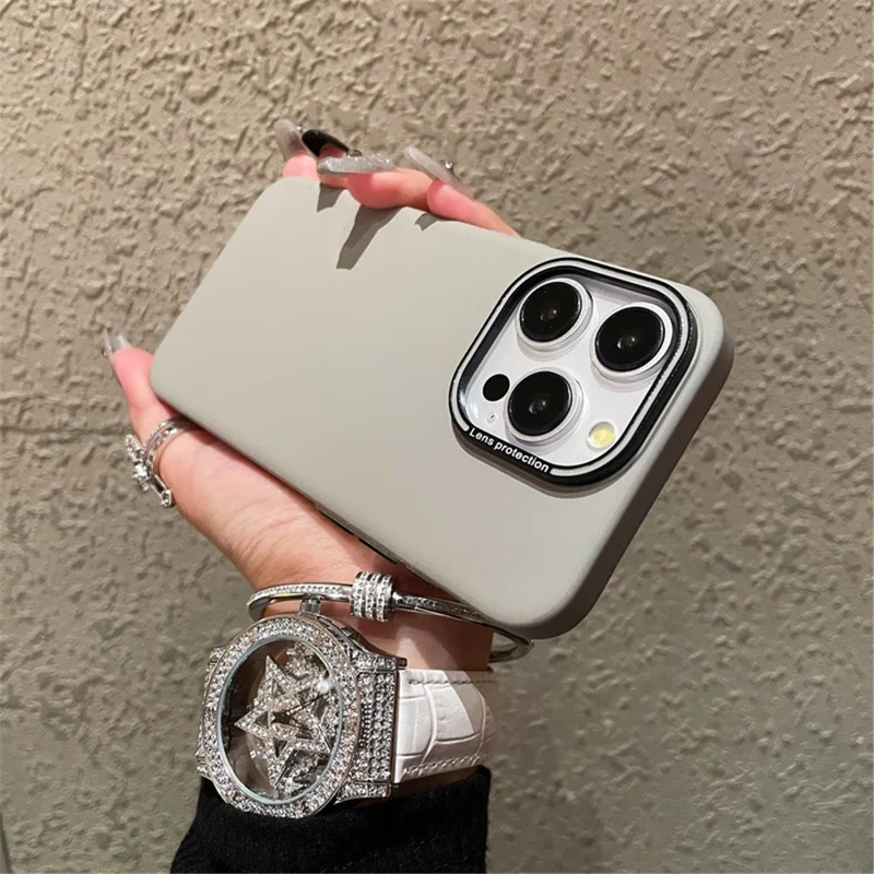 Matte Phone Cover for iPhone 14 Pro Max   Cell Phone Cases with Metal Lens Frame - Grey