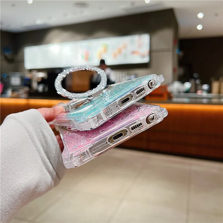 For Samsung Galaxy S24 Ultra Case TPU+Acrylic Gradient Phone Cover with Magnetic Ring Kickstand - Yellow+Pink
