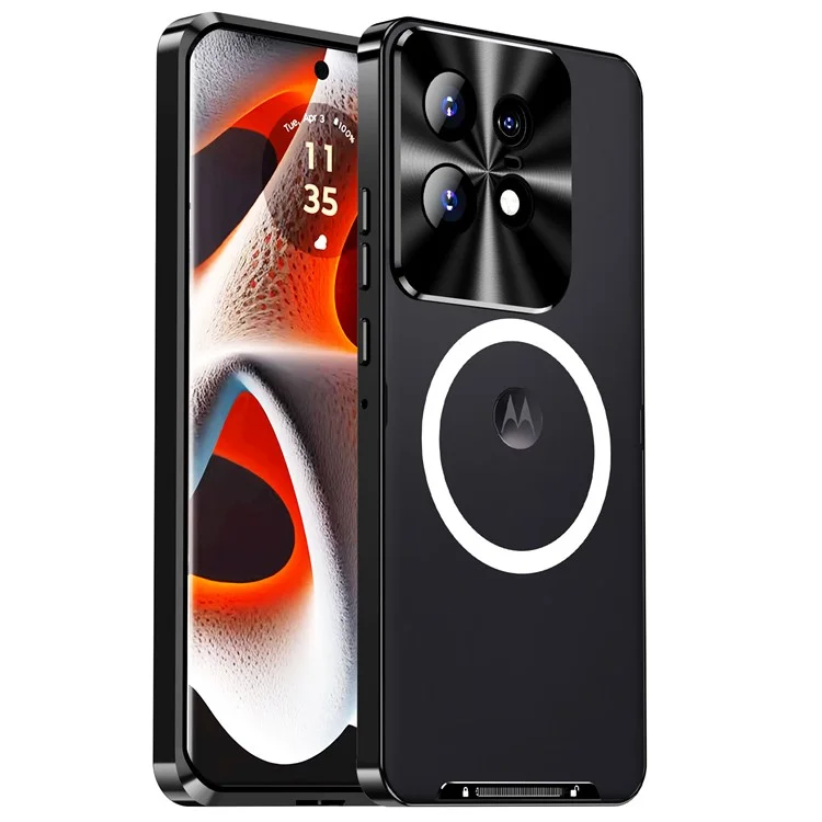 Serie Magnética de Escudo Mágico para Motorola Edge 50 Pro 5G Funda Carcasa de TPU+Metal Mate - Negro