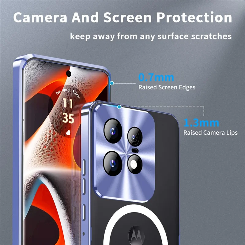 Magic Shield Magnetic Series For Motorola Edge 50 Pro 5G Case TPU+Metal Matte Phone Cover - Purple