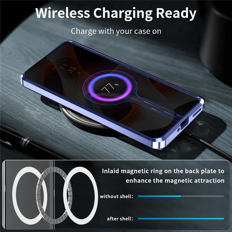 Magic Shield Magnetic Series For Motorola Edge 50 Pro 5G Case TPU+Metal Matte Phone Cover - Purple