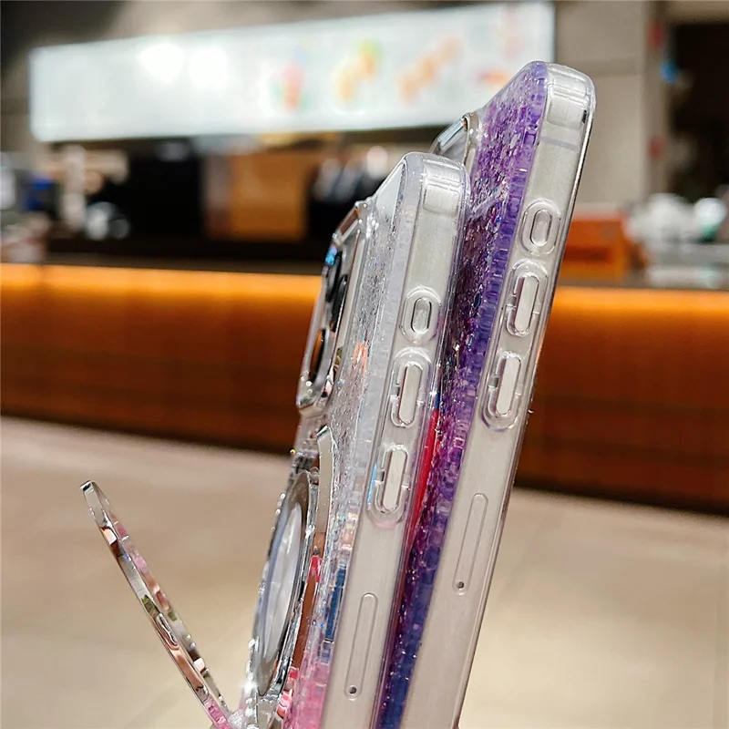 For iPhone 14 Pro Max Compatible with MagSafe Phone Case Epoxy TPU+Acrylic Phone Cover - Pink