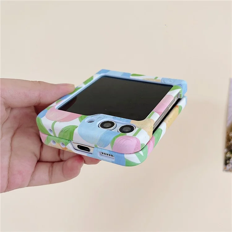 For Samsung Galaxy Z Flip5 5G Case Water Transfer Printing Tulip Pattern PC Phone Cover - Blue