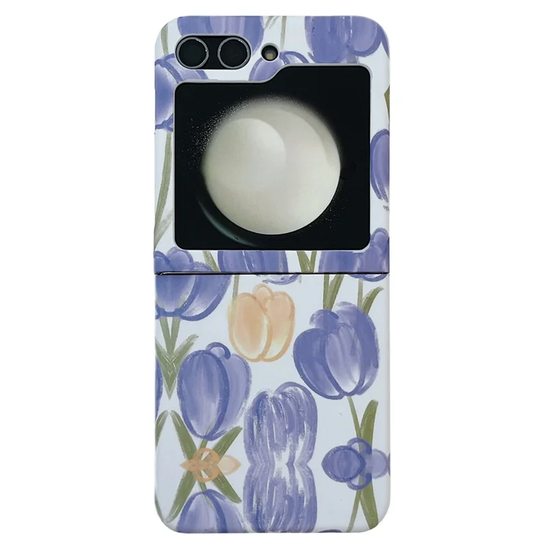 For Samsung Galaxy Z Flip5 5G PC Cover Tulip Peach Pattern Water Transfer Printing Protective Phone Case - Purple Tulip
