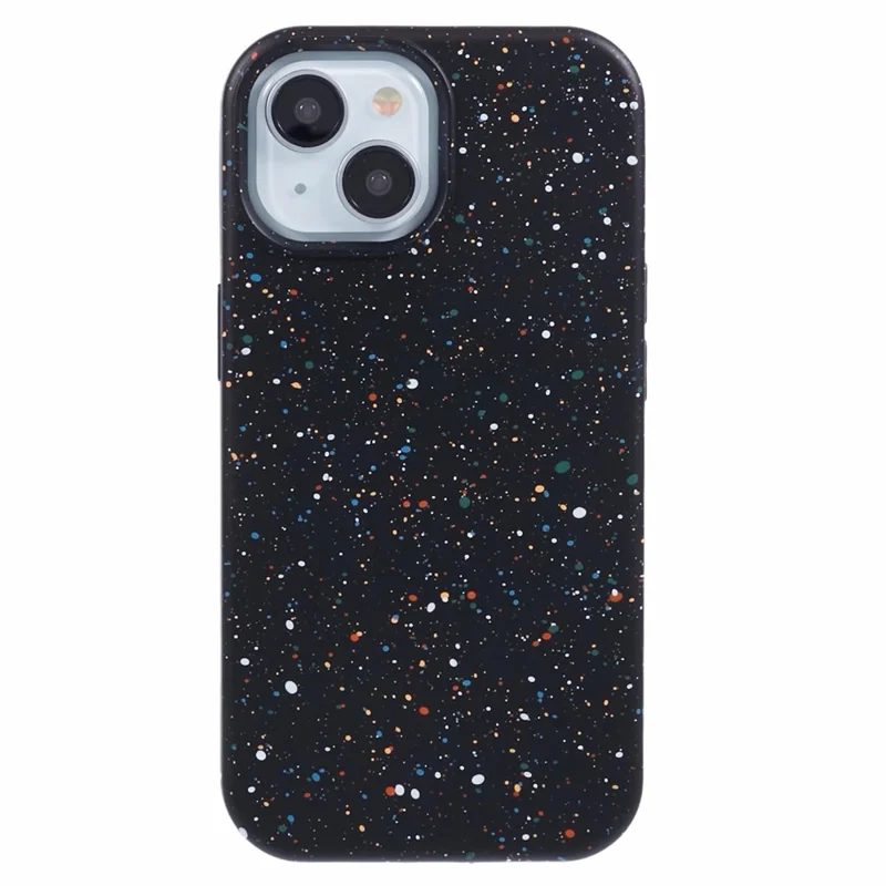 For iPhone 14 Case Colorful Spots Matte Hard PC Phone Cover Compatible with MagSafe - Black