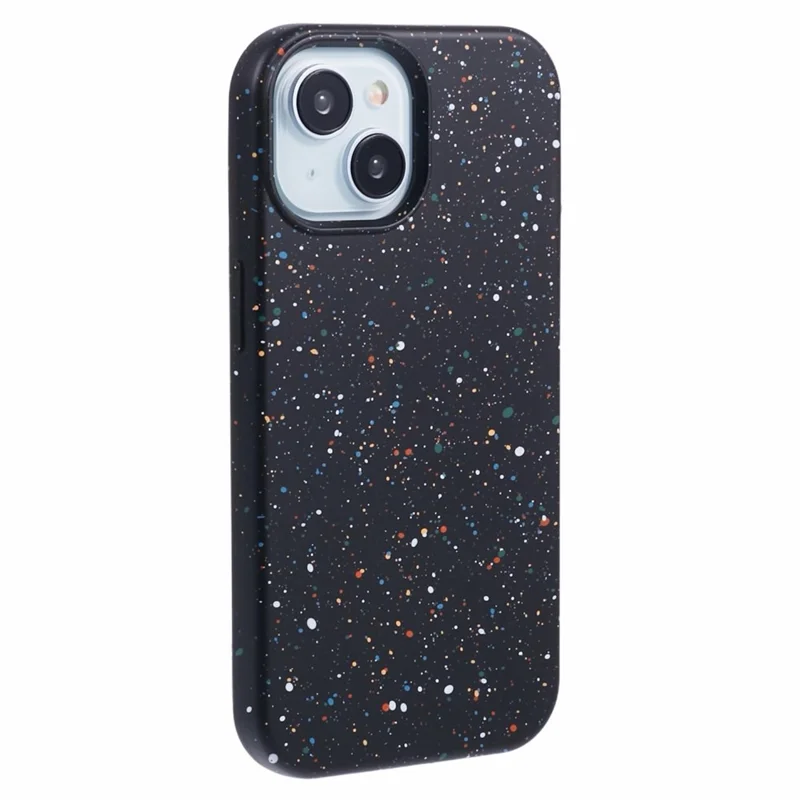 For iPhone 14 Case Colorful Spots Matte Hard PC Phone Cover Compatible with MagSafe - Black