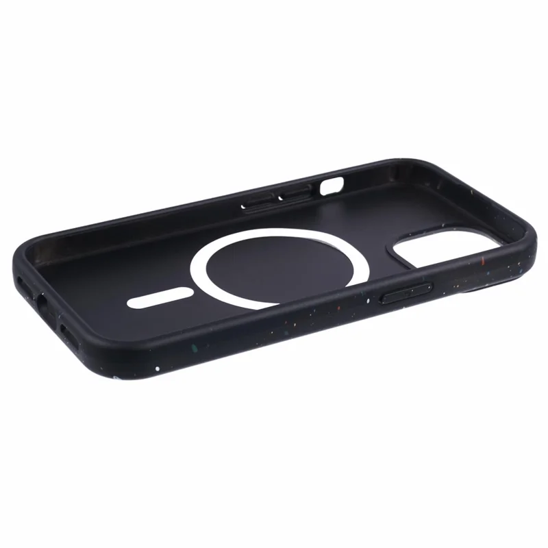 For iPhone 15 Plus Magnetic PC Phone Case Compatible with MagSafe Colorful Spots Matte Cover - Black