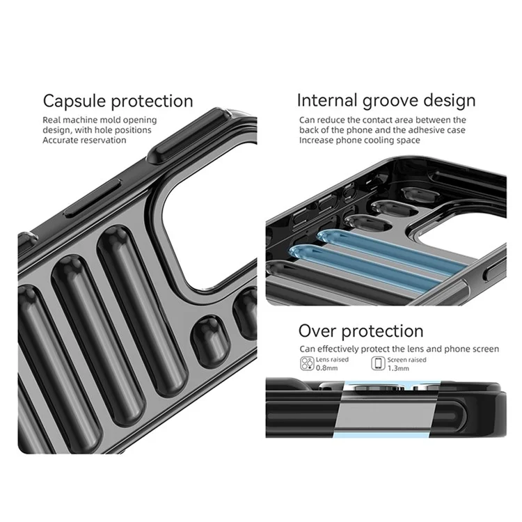 Чехол для iPhone 12 Pro Max Capsule Series, мягкий TPU с ребристым защитным покрытием - черный
