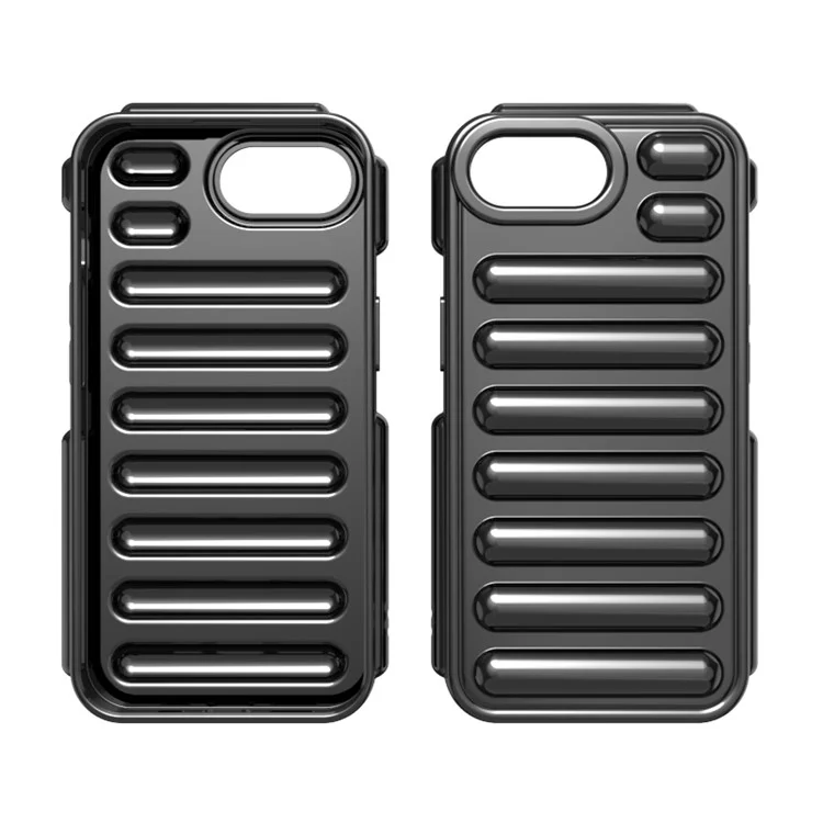 Capsule Series for iPhone 16e Case Soft TPU Ribbed Anti-Drop Phone Cover - Black