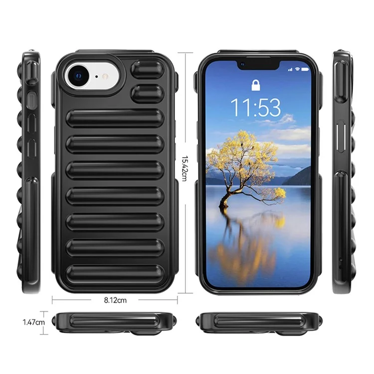 Capsule Series for iPhone 16e Case Soft TPU Ribbed Anti-Drop Phone Cover - Black