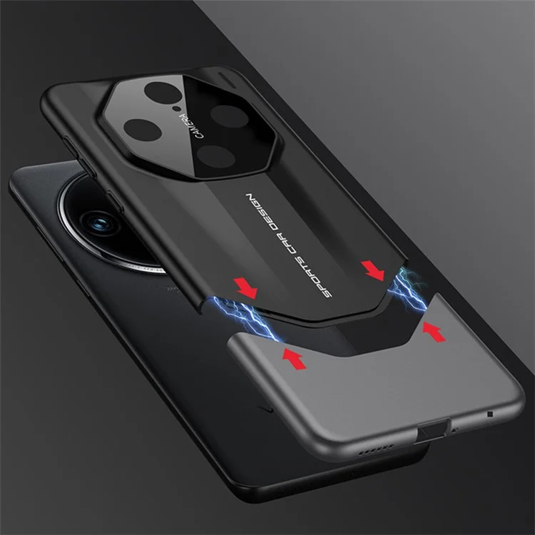 GKK Supercar Shield Series For vivo X100 5G Case Hard PC Color Splicing Phone Cover - Black+Grey