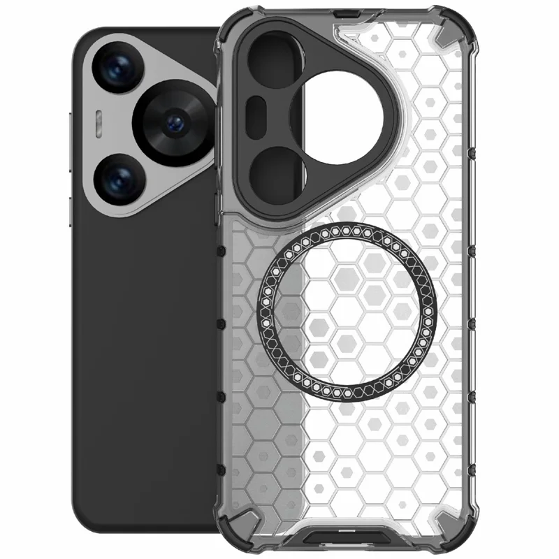Pour Huawei Pura 70 Pro / 70 Pro+ Honeycomb Case Slim TPU+PC Phone Cover Compatible with MagSafe - Transparent