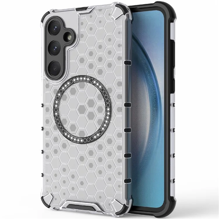 Étui pour Samsung Galaxy A55 5G, dissipation de la chaleur en nid d'abeille TPU+PC, housse de téléphone magnétique - Transparent