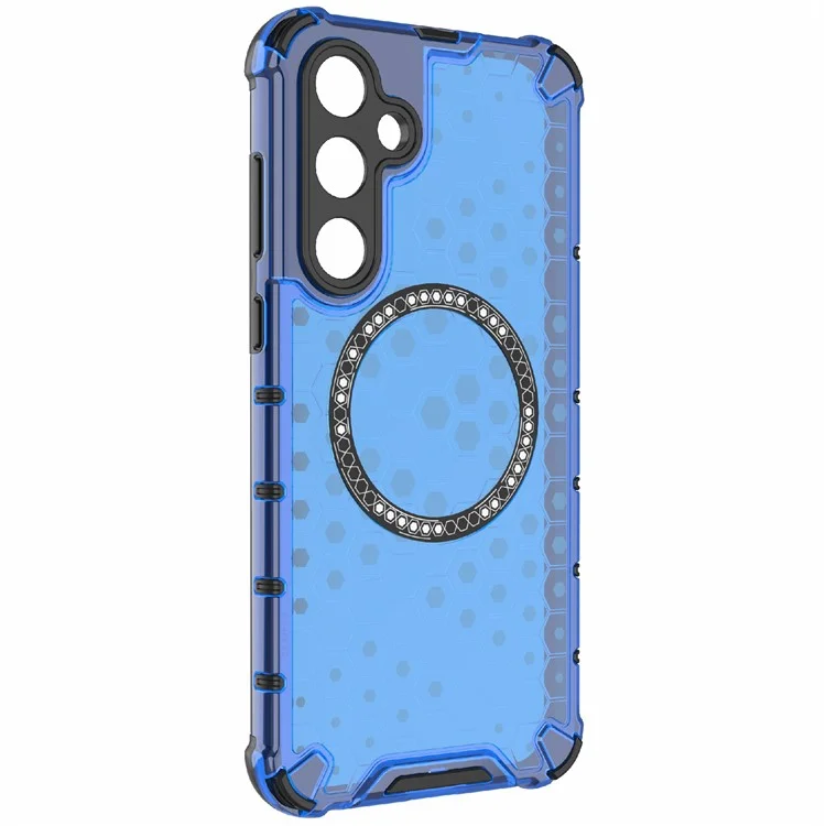 For Samsung Galaxy A55 5G Case Honeycomb Heat Dissipation TPU+PC Magnetic Phone Cover - Blue