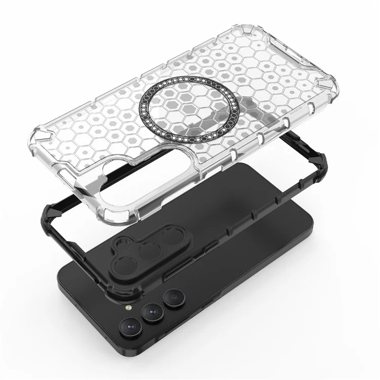 For Samsung Galaxy A55 5G Case Honeycomb Heat Dissipation TPU+PC Magnetic Phone Cover - Blue