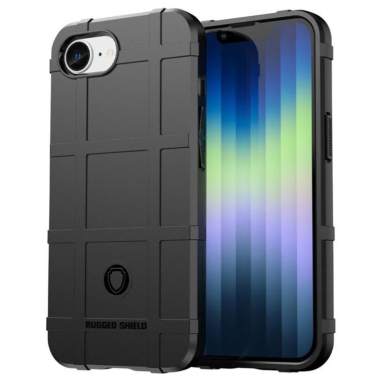 Étui pour iPhone SE (2024) Texture à grille carrée anti-chute TPU Housse de téléphone - Noir